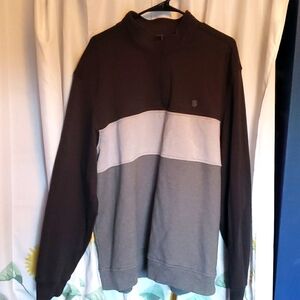 Men's XXL Black and Gray Izod Quarter Zip Sweatshirt